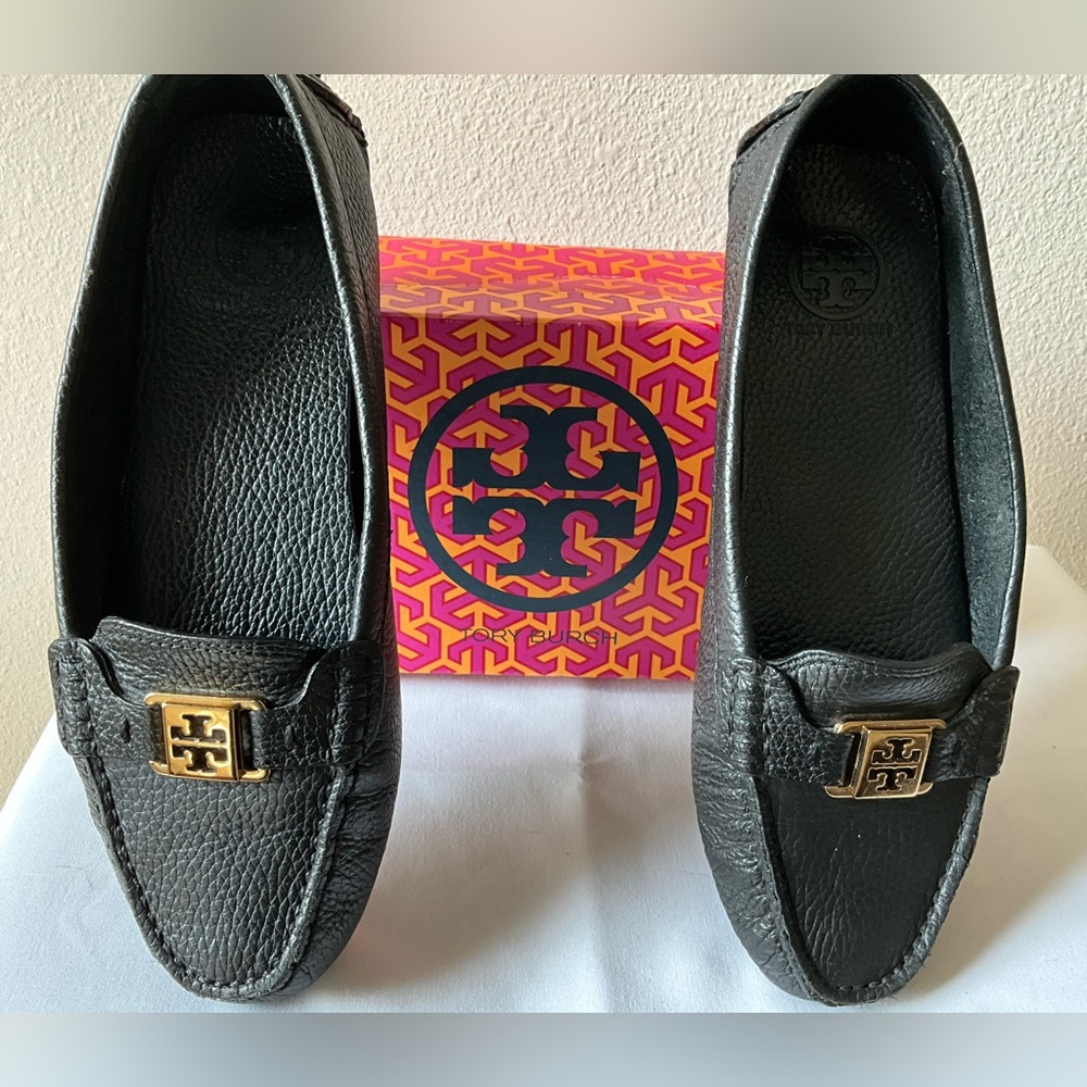 Tory Burch Black Loafers with Gold Accent